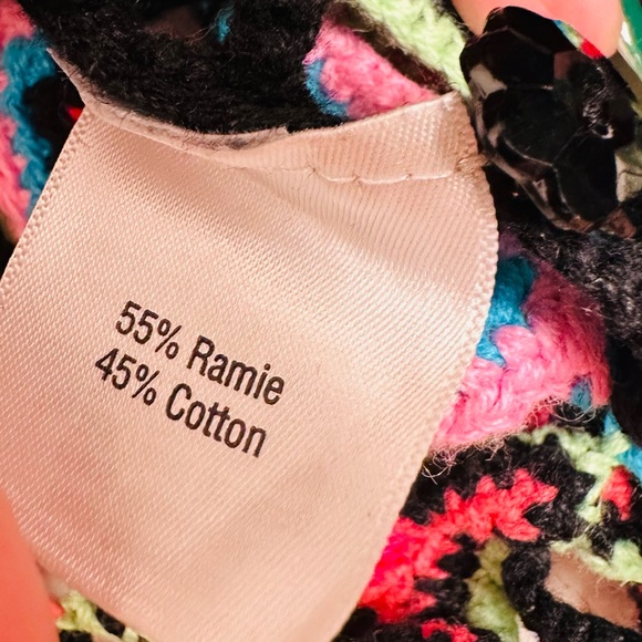 Vintage Norm Thompson Colorful Crochet Knit Cardigan Boho Open Weave Y2K - Picture 8 of 8